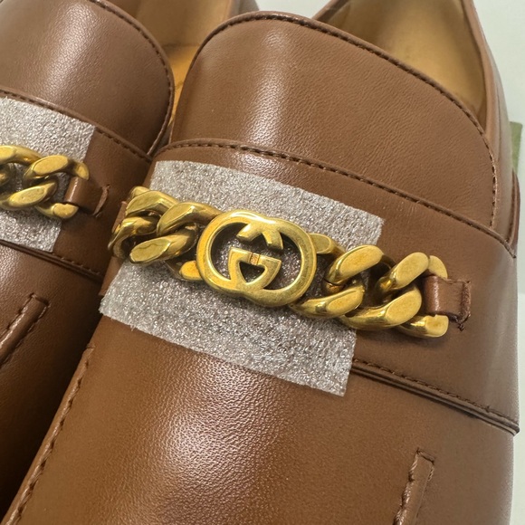 Gucci Interlocking G Chain Loafer Brown Size 10 Brand New - Picture 3 of 11